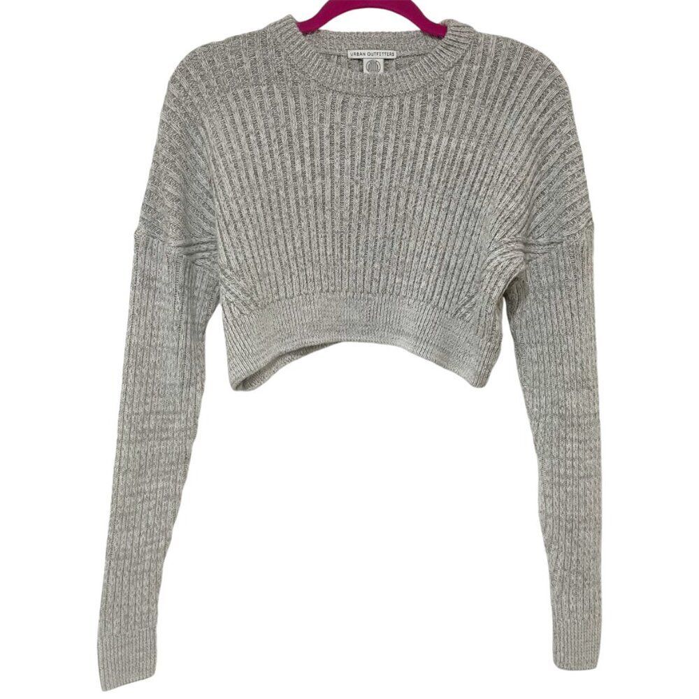 Womens UO Heather Gray Chunky Knit Cropped Dolman Sleeve Sweater XS Cozy Comfy